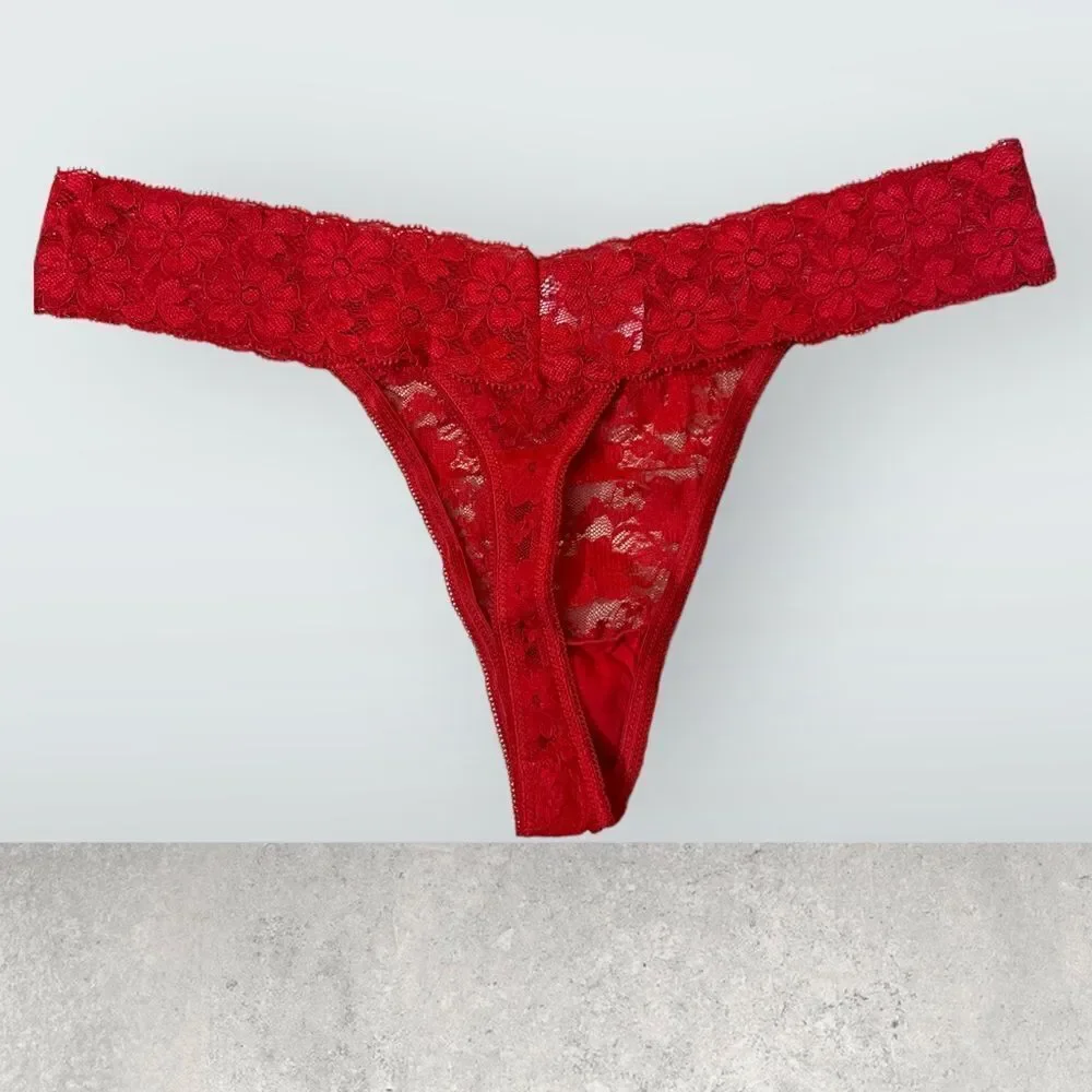 Red Lace Thong Panty Sz L